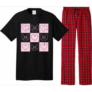 Retro Checkered ValentineS Day Coquette Valentines Pajama Set