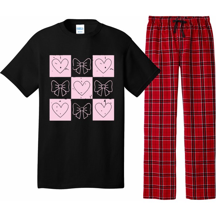 Retro Checkered ValentineS Day Coquette Valentines Pajama Set