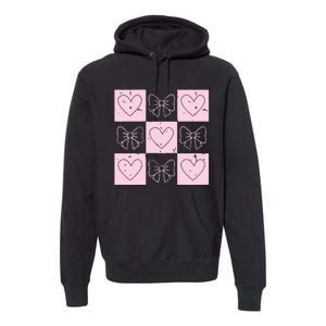 Retro Checkered ValentineS Day Coquette Valentines Premium Hoodie