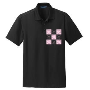 Retro Checkered ValentineS Day Coquette Valentines Dry Zone Grid Polo