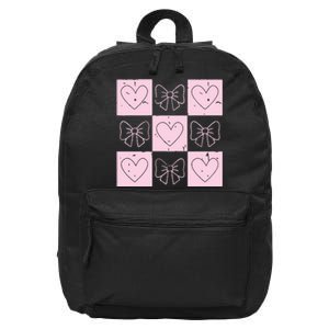 Retro Checkered ValentineS Day Coquette Valentines 16 in Basic Backpack