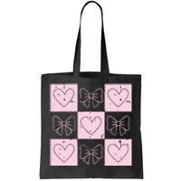 Retro Checkered ValentineS Day Coquette Valentines Tote Bag