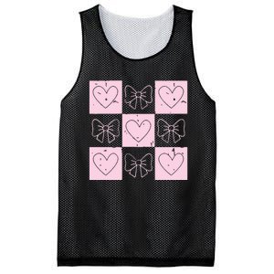 Retro Checkered ValentineS Day Coquette Valentines Mesh Reversible Basketball Jersey Tank