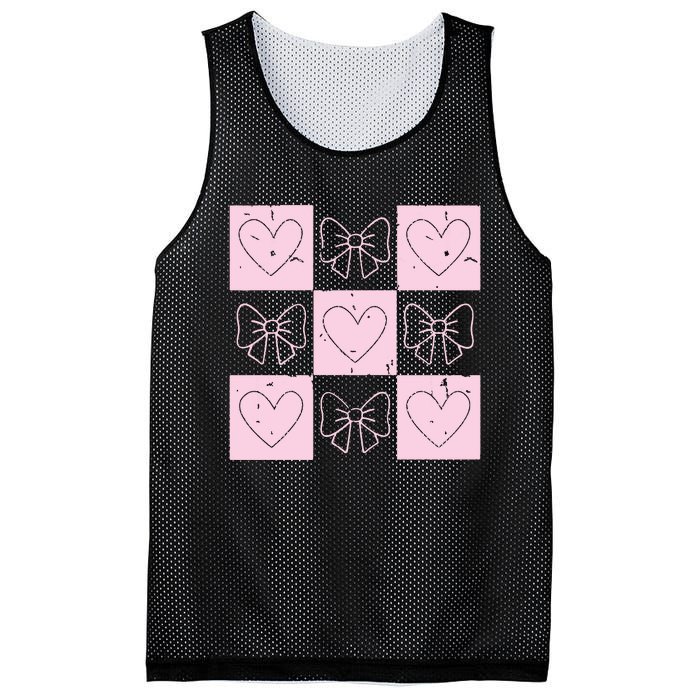 Retro Checkered ValentineS Day Coquette Valentines Mesh Reversible Basketball Jersey Tank