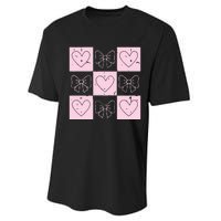 Retro Checkered ValentineS Day Coquette Valentines Performance Sprint T-Shirt