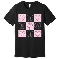 Retro Checkered ValentineS Day Coquette Valentines Premium T-Shirt