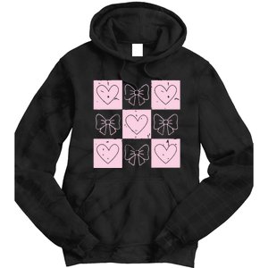 Retro Checkered ValentineS Day Coquette Valentines Tie Dye Hoodie