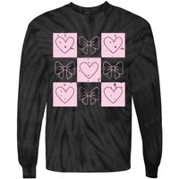 Retro Checkered ValentineS Day Coquette Valentines Tie-Dye Long Sleeve Shirt