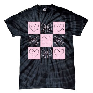 Retro Checkered ValentineS Day Coquette Valentines Tie-Dye T-Shirt