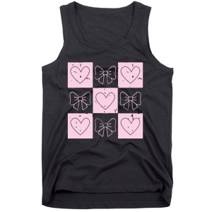 Retro Checkered ValentineS Day Coquette Valentines Tank Top