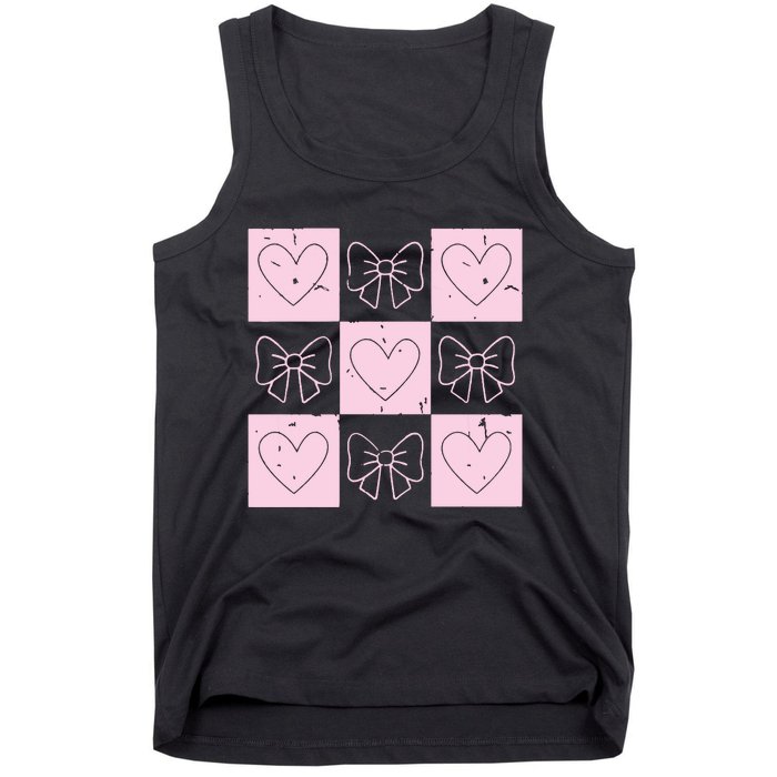 Retro Checkered ValentineS Day Coquette Valentines Tank Top