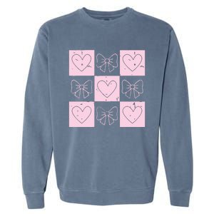 Retro Checkered ValentineS Day Coquette Valentines Garment-Dyed Sweatshirt