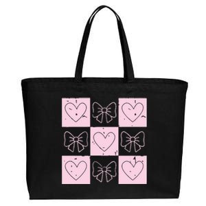 Retro Checkered ValentineS Day Coquette Valentines Cotton Canvas Jumbo Tote