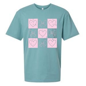 Retro Checkered ValentineS Day Coquette Valentines Sueded Cloud Jersey T-Shirt