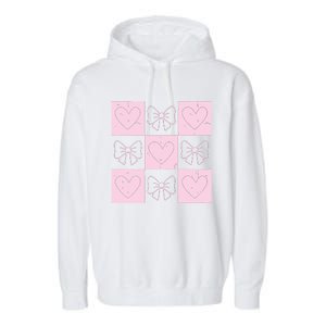 Retro Checkered ValentineS Day Coquette Valentines Garment-Dyed Fleece Hoodie