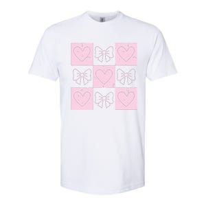 Retro Checkered ValentineS Day Coquette Valentines Softstyle CVC T-Shirt