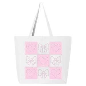 Retro Checkered ValentineS Day Coquette Valentines 25L Jumbo Tote