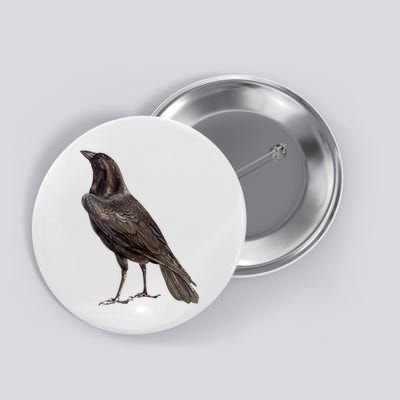 Raven Crow Vintage Button