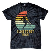 Rock Climbing Vintage I Like To Get High Funny Climbers Tie-Dye T-Shirt