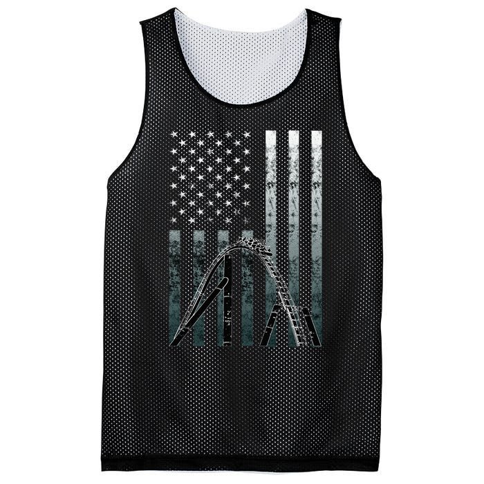 Roller Coaster Vintage Usa Flag Theme Park Carnival Ride Mesh Reversible Basketball Jersey Tank