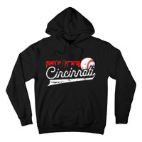 Retro Cincinnati Vintage Baseball Softball Lover Women Men Hoodie