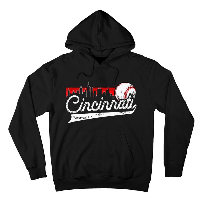 Retro Cincinnati Vintage Baseball Softball Lover Women Men Hoodie