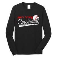 Retro Cincinnati Vintage Baseball Softball Lover Women Men Long Sleeve Shirt