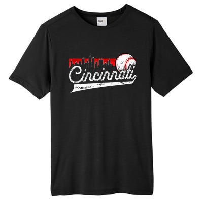 Retro Cincinnati Vintage Baseball Softball Lover Women Men Tall Fusion ChromaSoft Performance T-Shirt