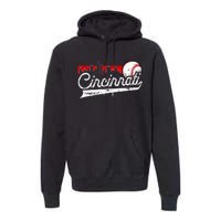 Retro Cincinnati Vintage Baseball Softball Lover Women Men Premium Hoodie