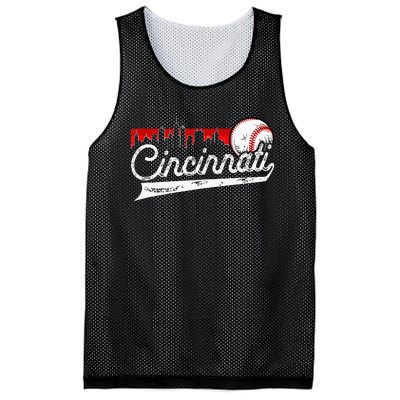 Retro Cincinnati Vintage Baseball Softball Lover Women Men Mesh Reversible Basketball Jersey Tank