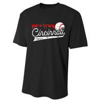 Retro Cincinnati Vintage Baseball Softball Lover Women Men Performance Sprint T-Shirt