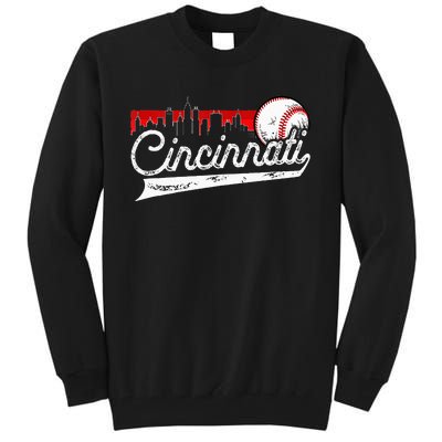 Retro Cincinnati Vintage Baseball Softball Lover Women Men Tall Sweatshirt