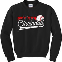 Retro Cincinnati Vintage Baseball Softball Lover Women Men Kids Sweatshirt