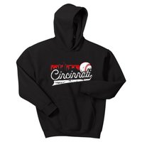 Retro Cincinnati Vintage Baseball Softball Lover Women Men Kids Hoodie