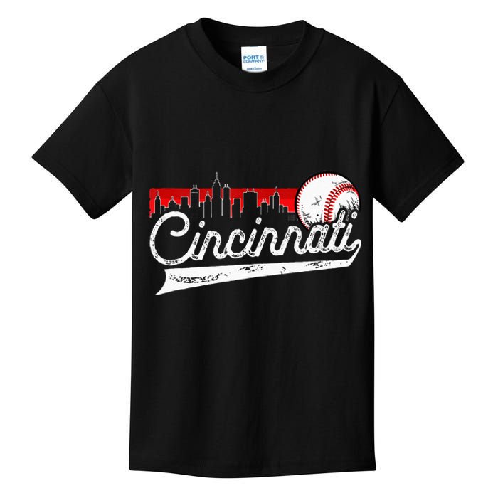 Retro Cincinnati Vintage Baseball Softball Lover Women Men Kids T-Shirt