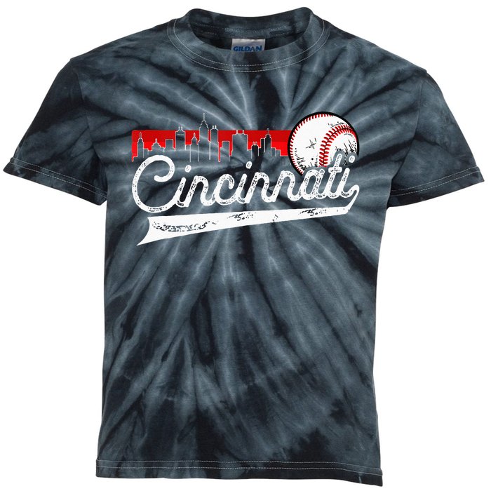 Retro Cincinnati Vintage Baseball Softball Lover Women Men Kids Tie-Dye T-Shirt