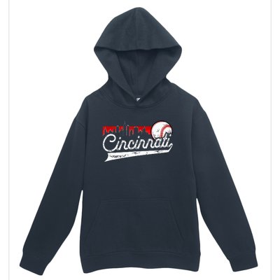 Retro Cincinnati Vintage Baseball Softball Lover Women Men Urban Pullover Hoodie