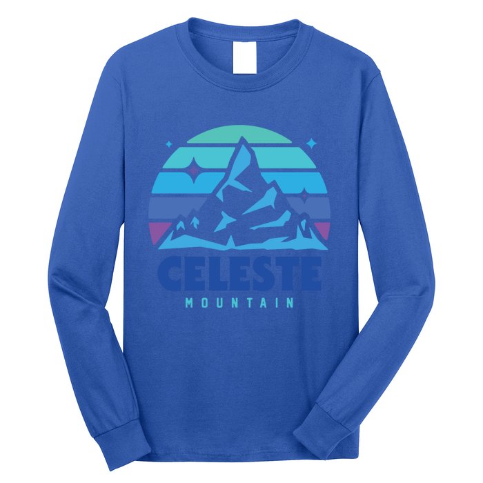 Retro Celeste Vintage Design Mountain Playing Videogames Gift Long Sleeve Shirt