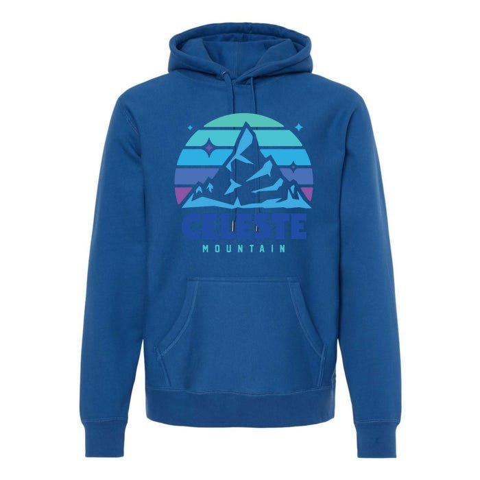 Retro Celeste Vintage Design Mountain Playing Videogames Gift Premium Hoodie