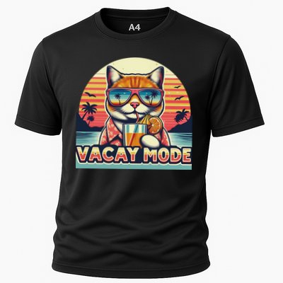 Retro Cat Vacation Summer Family Beach Trip Vacay Mode Ocean Great Gift Cooling Performance Crew T-Shirt