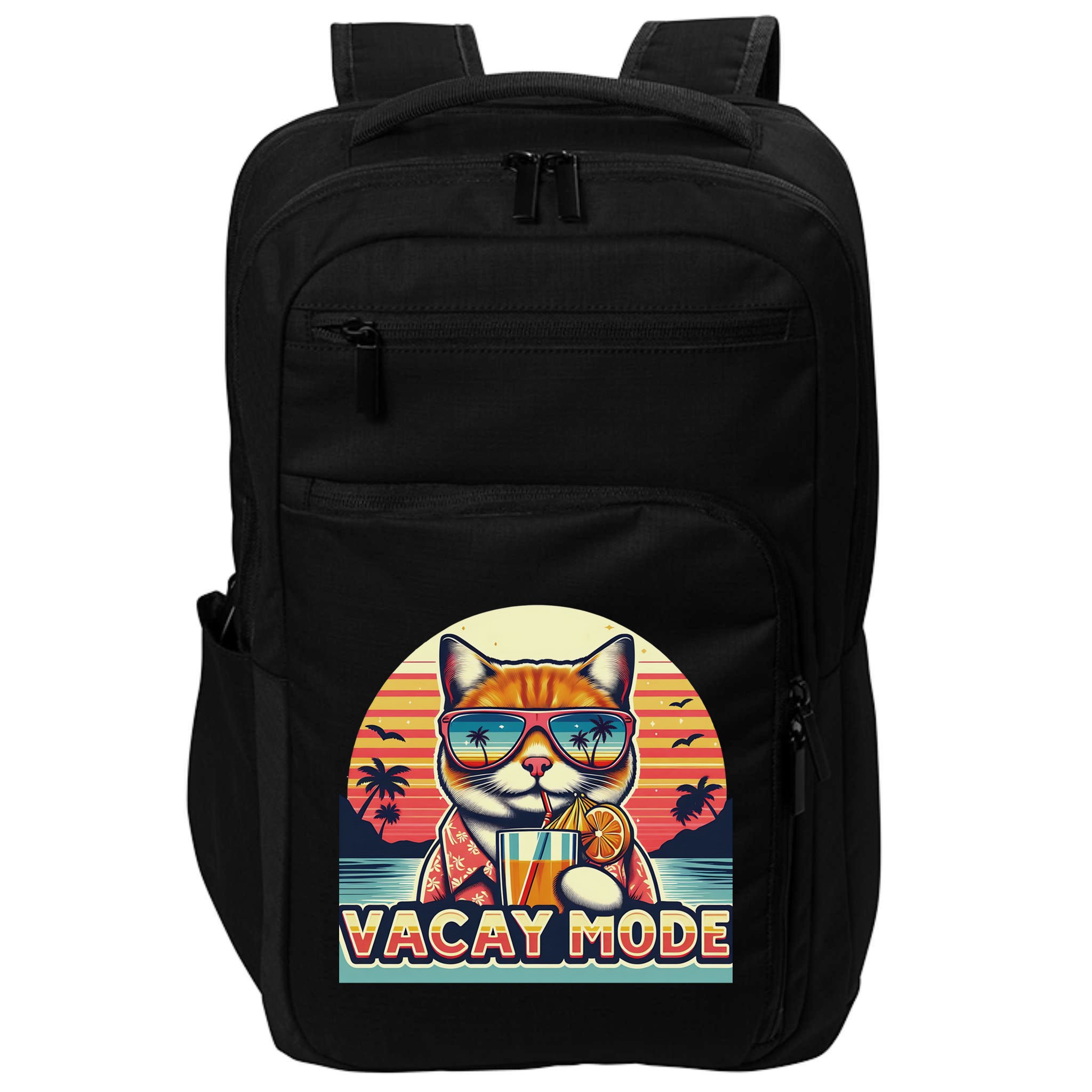Retro Cat Vacation Summer Family Beach Trip Vacay Mode Ocean Great Gift Impact Tech Backpack
