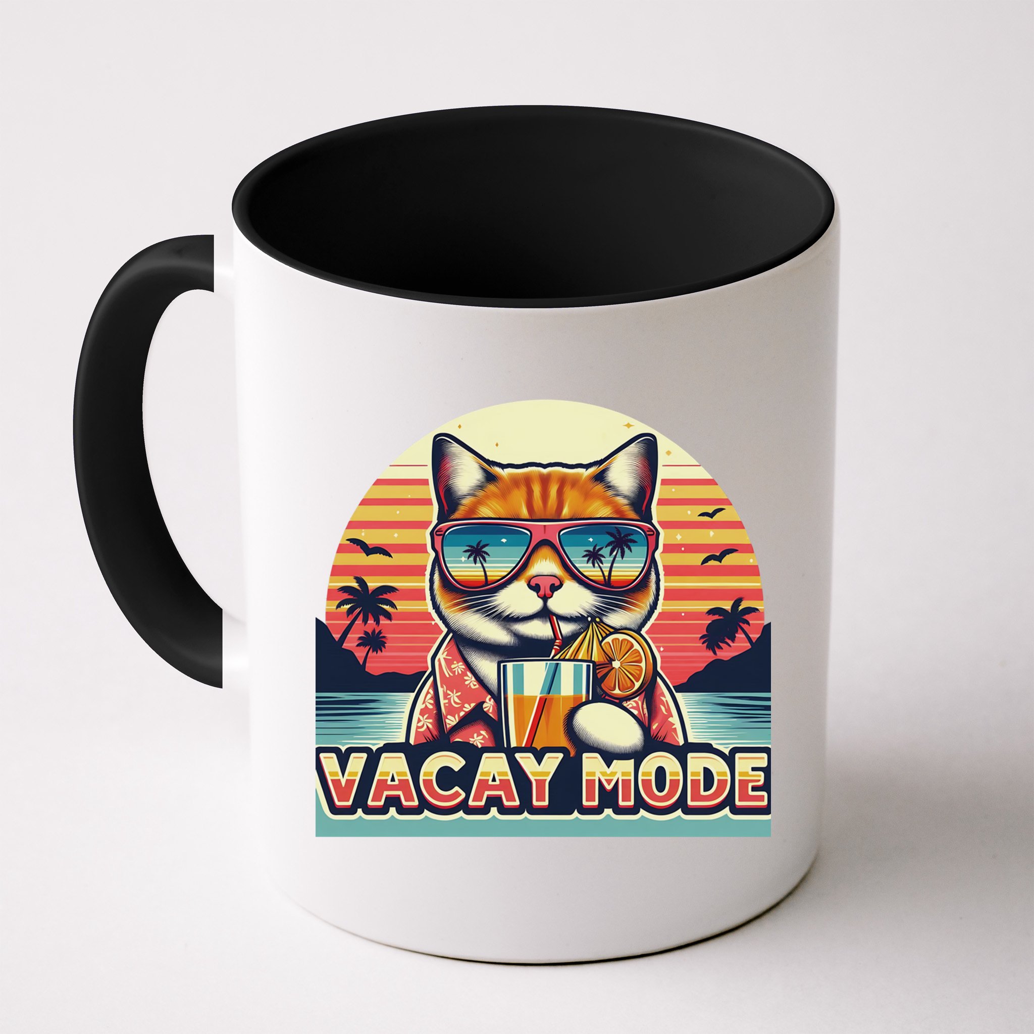 Retro Cat Vacation Summer Family Beach Trip Vacay Mode Ocean Great Gift Mug