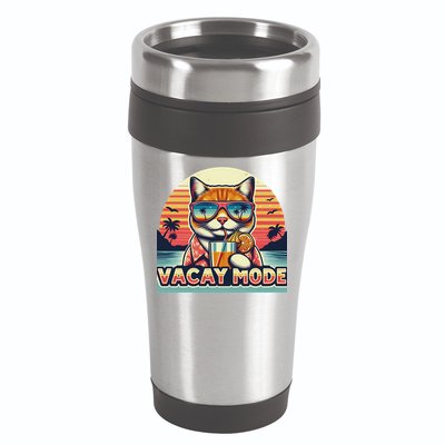 Retro Cat Vacation Summer Family Beach Trip Vacay Mode Ocean Great Gift 16oz Travel Tumbler