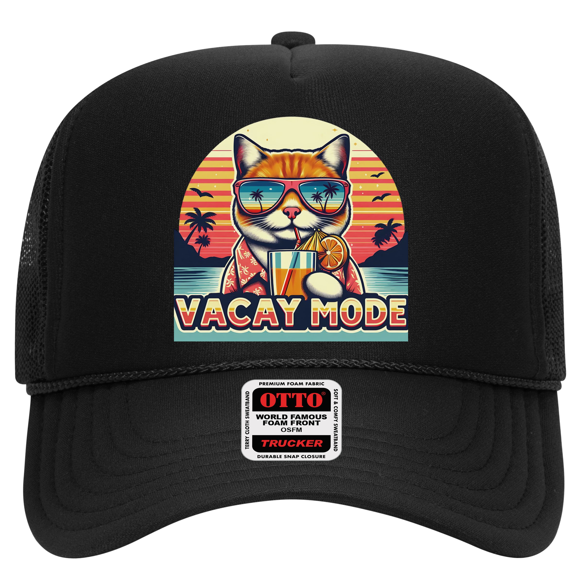 Retro Cat Vacation Summer Family Beach Trip Vacay Mode Ocean Great Gift Hat