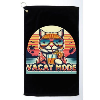 Retro Cat Vacation Summer Family Beach Trip Vacay Mode Ocean Great Gift Golf Towel