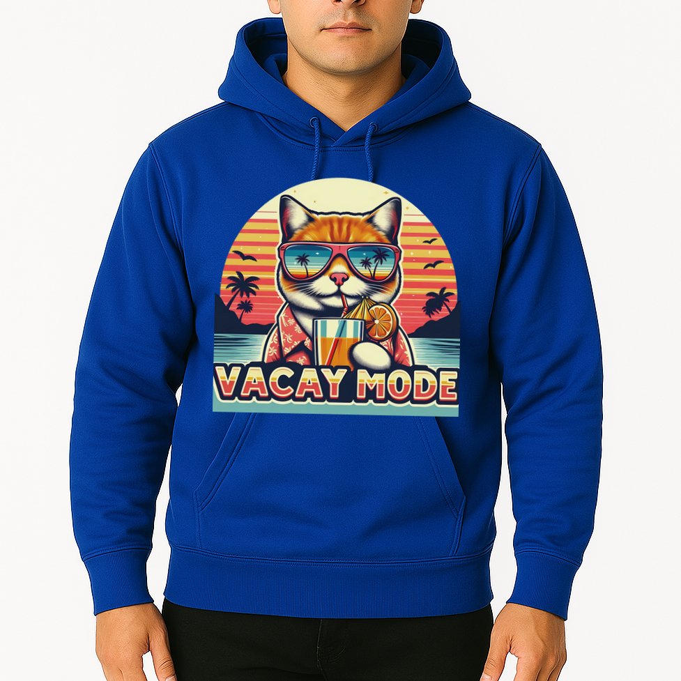Retro Cat Vacation Summer Family Beach Trip Vacay Mode Ocean Great Gift Hoodie