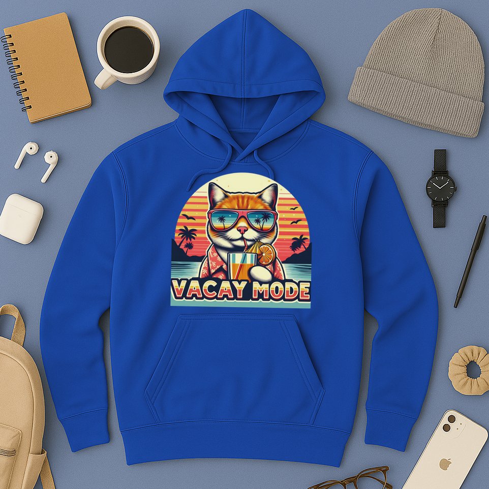 Retro Cat Vacation Summer Family Beach Trip Vacay Mode Ocean Great Gift Hoodie