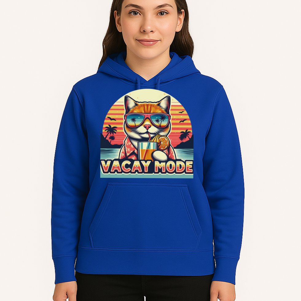 Retro Cat Vacation Summer Family Beach Trip Vacay Mode Ocean Great Gift Hoodie