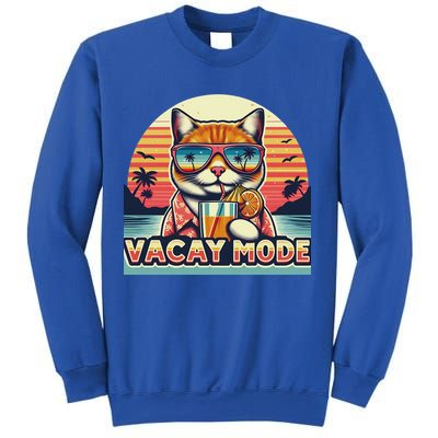 Retro Cat Vacation Summer Family Beach Trip Vacay Mode Ocean Great Gift Sweatshirt