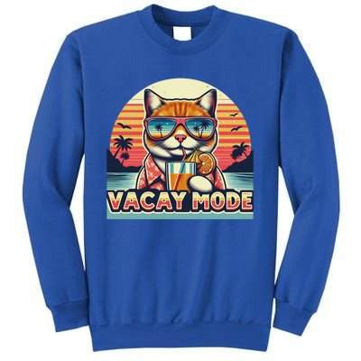 Retro Cat Vacation Summer Family Beach Trip Vacay Mode Ocean Great Gift Sweatshirt